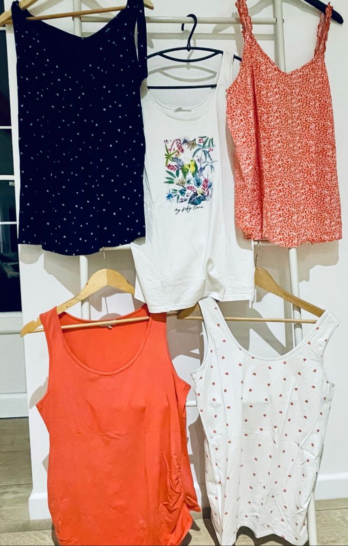 🌸 Lot de 5 débardeurs de grossesse – Taille 40 🌸