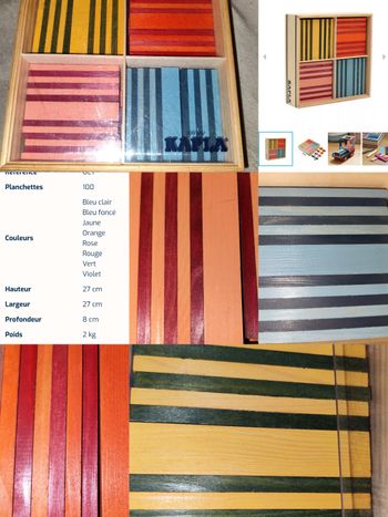 Kapla couleur coffret octocolor de 100 planches multicolore jeu en bois