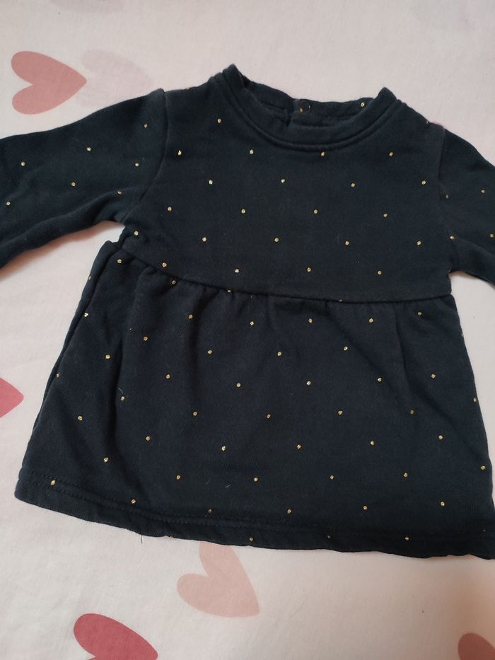 Robe bébé fille - Noir à pois pailletés - 3 mois - Bon état - Kiabi - photo numéro 2