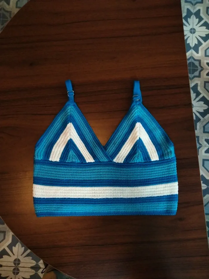 Crop top bleu FB Sister Knitwear taille L - photo numéro 2