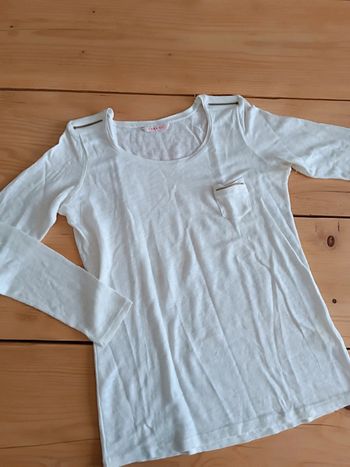 Tee-shirt manches longues blanc taille 2