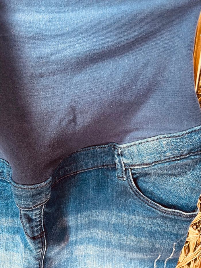 Taille 34 neuve jupe de grossesse maternité Premaman bleue * jean * - photo numéro 4