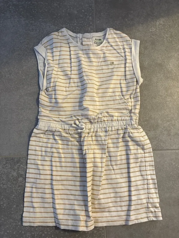 Robe été courte blanche à rayure doré 36 mois