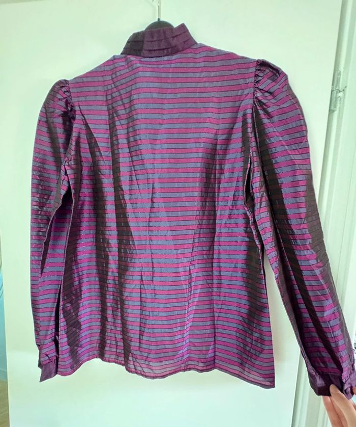 Blouse vintage violet à rayures t38 - photo numéro 4
