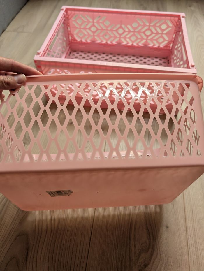 Caisse pliable rose + panier - photo numéro 2