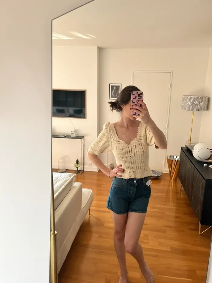 Top en macramé beige ivoire dentelle Ba&sh - photo numéro 4