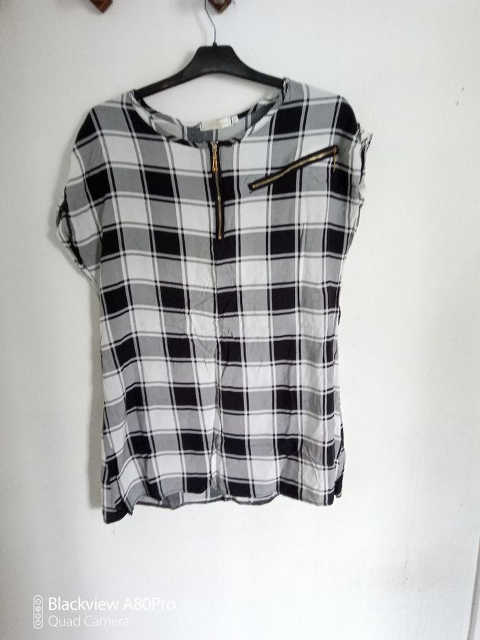 Chemise manche courtes noir  blanc