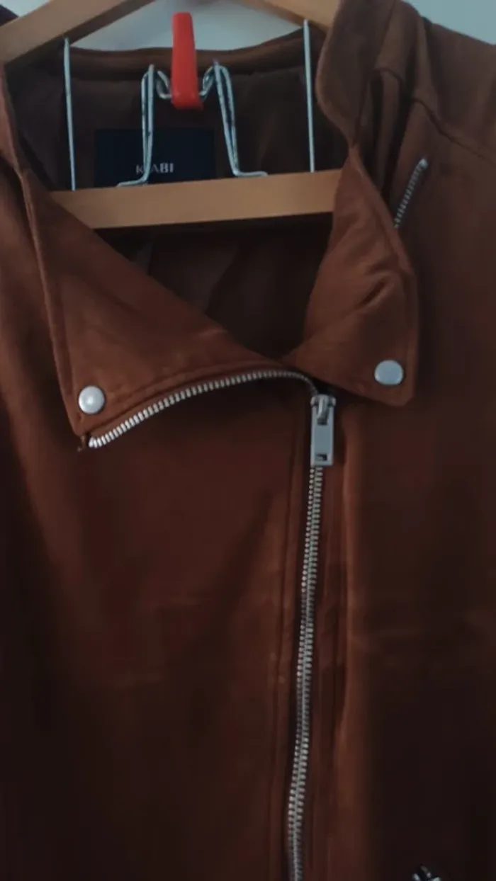 Veste suédine marron foncé taille 44 Kiabi - photo numéro 3