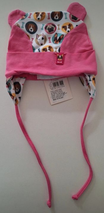 Bonnet bébé fille rose et blanc imprimé choens