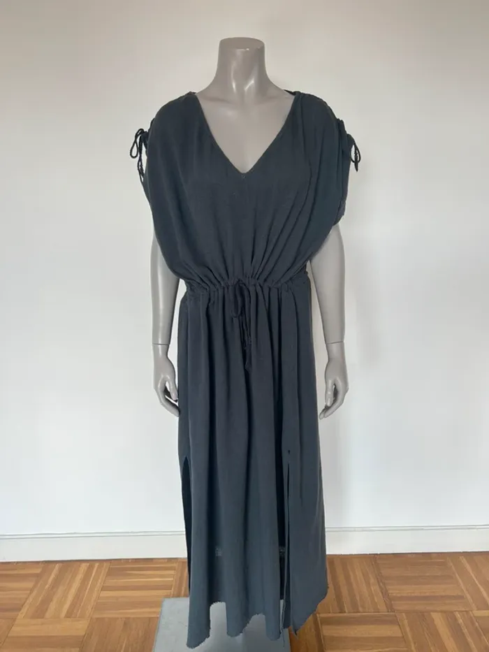 Maison Saint Julien Robe kaftan longue Alexandrie bleu nuit taille S/M