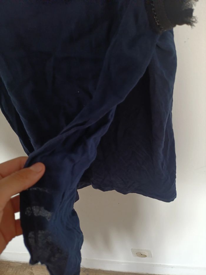 Débardeur bleu marine Zara W&B Collection avec tulle effiloché sur les épaules - photo numéro 5