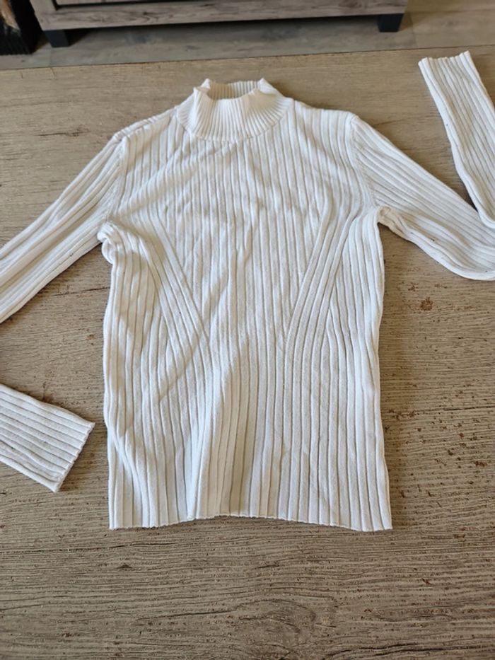 T shirt moulant blanc cotellé à manches longues, Bershka, taille XS/24 - photo numéro 8