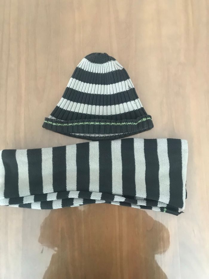 Bonnet et écharpe gris/vert Kid’s Graffiti  3/5 ans