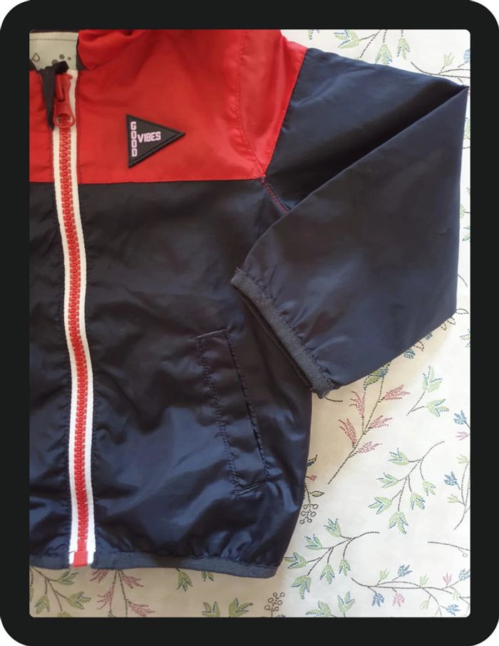 veste/coupe vent garçon bleu marine/rouge 18 mois - photo numéro 3