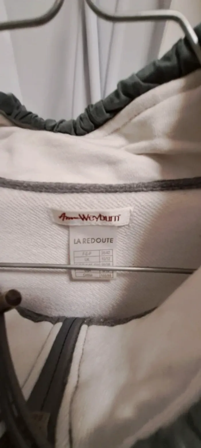 Gilet gris et blanc coton - photo numéro 3