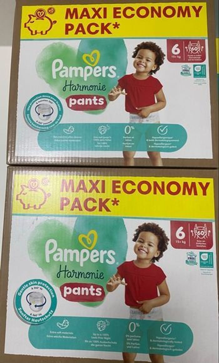 Pampers harmonie pants taille 6 lot de 2 neuf avec étiquette taille 4 /120 couche