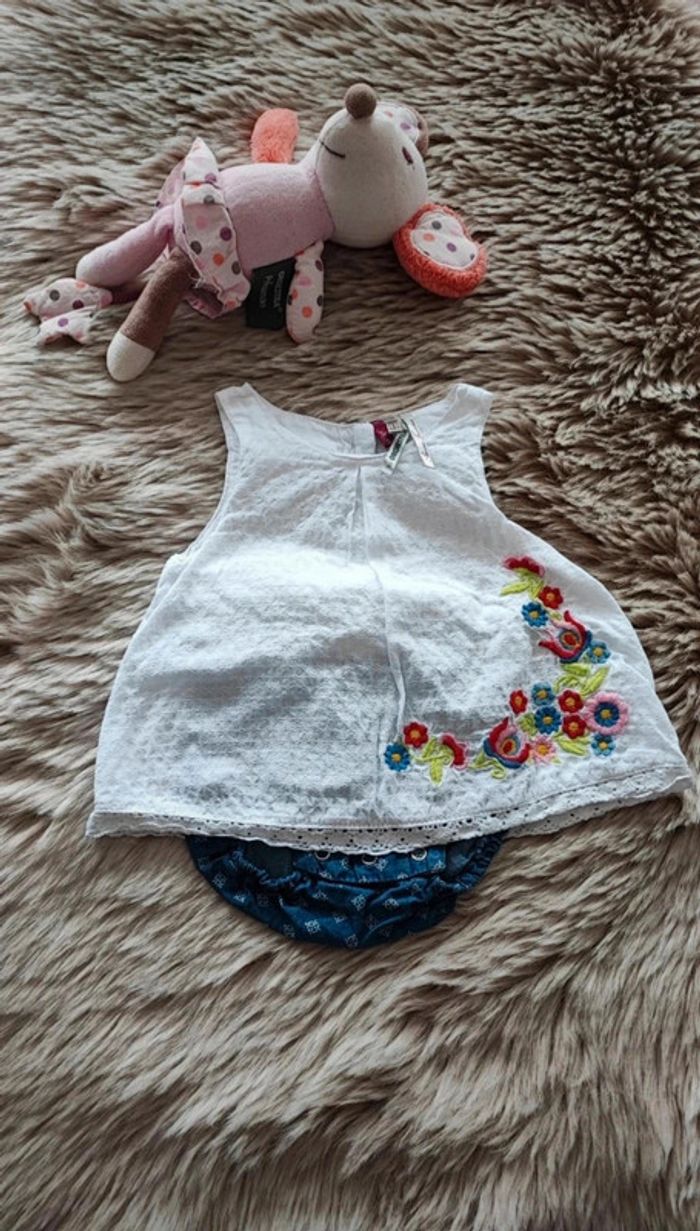 Robe body blanche bleu orchestra 1 mois