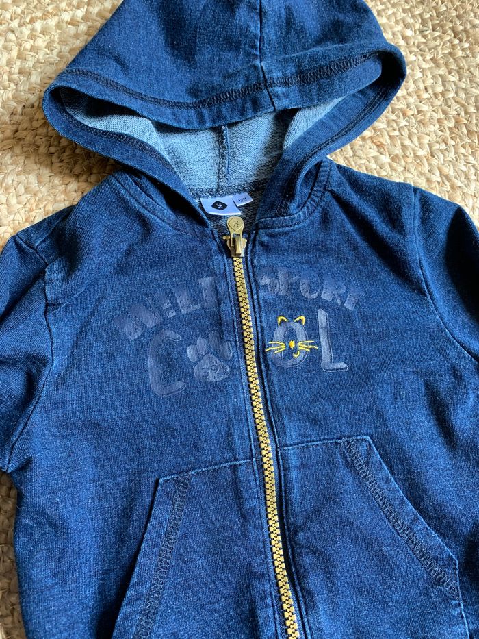 Sweat capuche bleu marine 12 mois - photo numéro 2