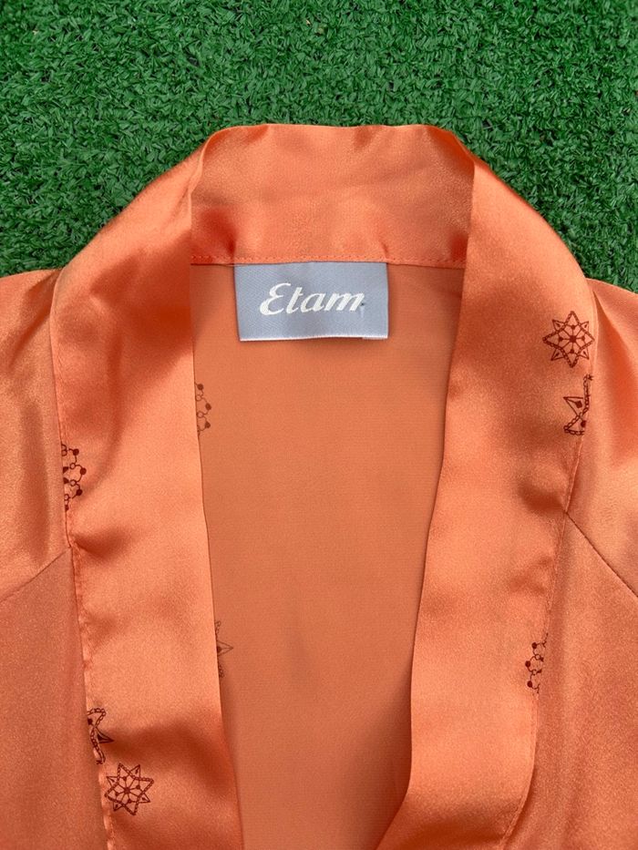 Kimono d’intérieur Etam orange étoiles taille unique avec ceinture - photo numéro 3