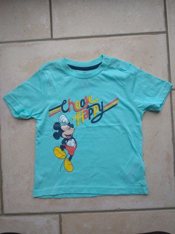 Tee shirt chemise manches courtes Garçon 12/24 mois Choose happy Mickey Disney 100% coton