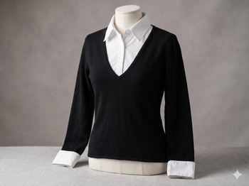 pull noir chemisier blanc Taille 38-40  LA REDOUTE