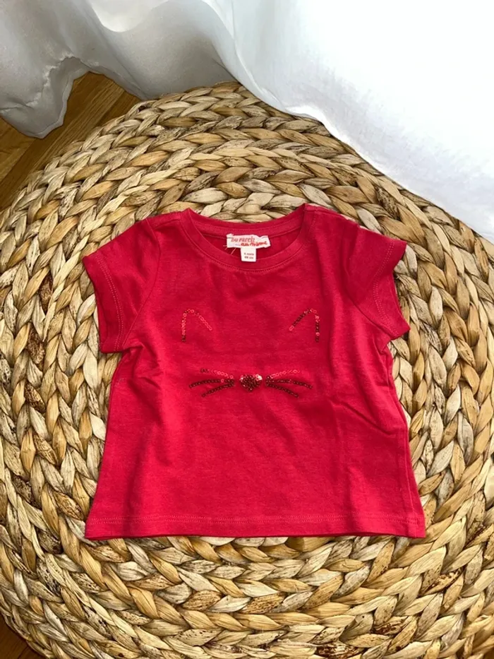 T shirt en coton Fushia 6mois 68 cm DPAM - photo numéro 4