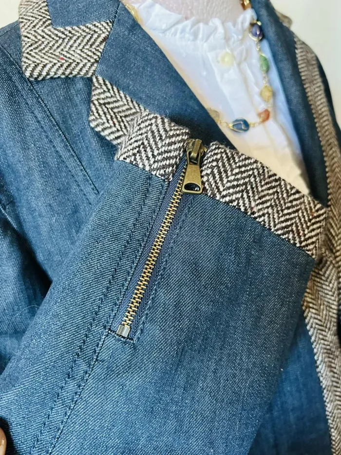 💙🌿Veste jean vintage chic taille S/36 Alain Manoukian Denim & Chevron retro jacket🌿💙 - photo numéro 15