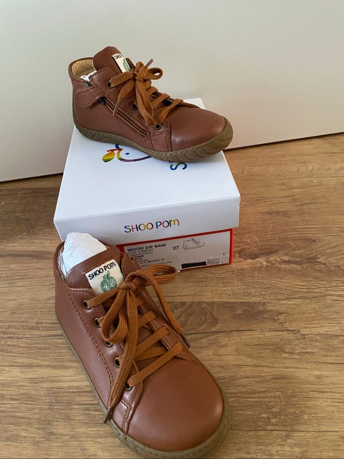 Wood zip chaussures souples cuir 27 shoopom