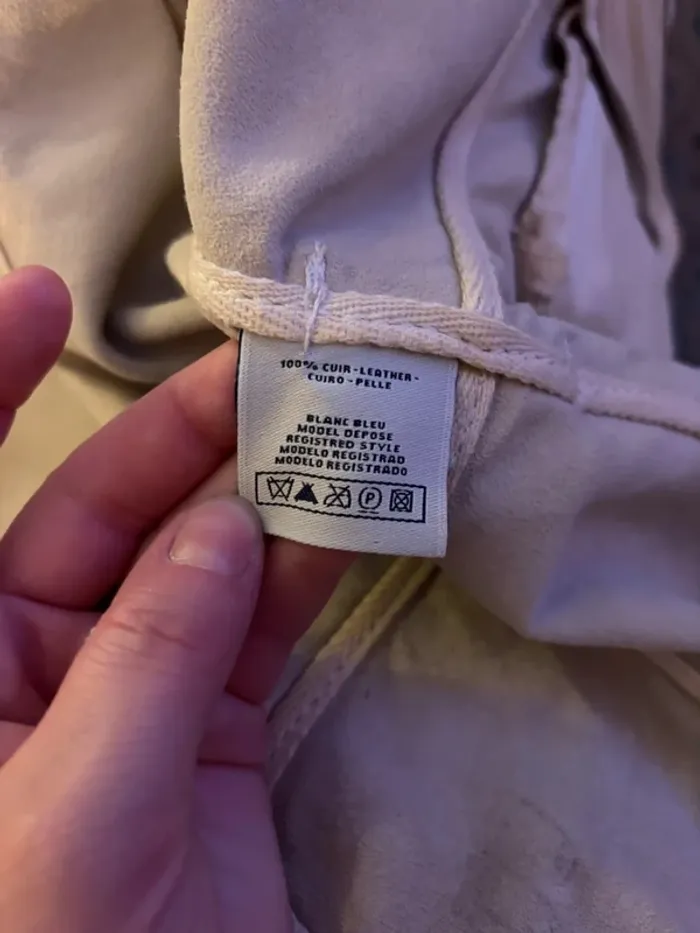Veste en cuir véritable - Blanc bleu - photo numéro 4