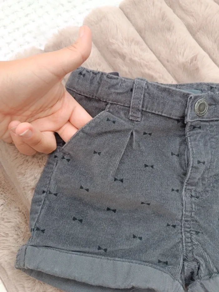 🔸 Magnifique Short Noir en Velours côtelé Fille In Extenso 4 ans🔸 - photo numéro 4