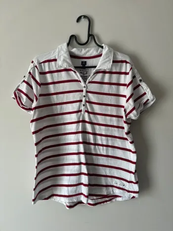 👚T- shirt femme - terre de Marins- blanc et rouge- très bon état - taille 5