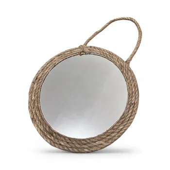 Miroir rond en corde de jute - 30 cm Neuf