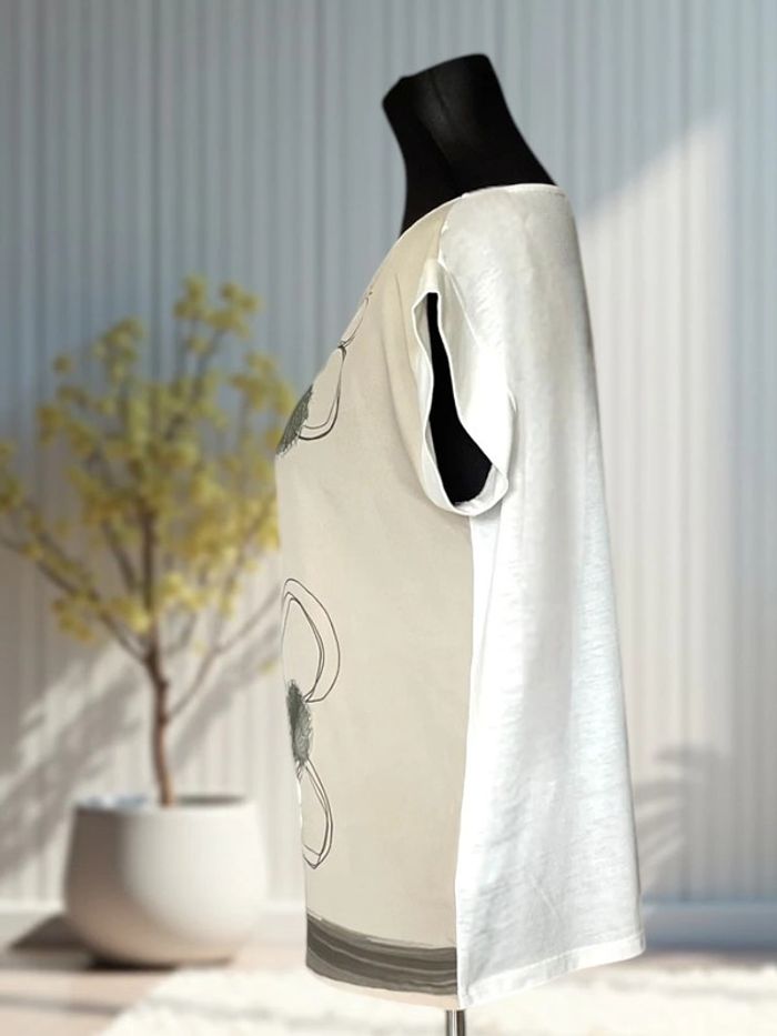 t-shirt fluide ton taupe/mastic Linea Cinque Taille M - photo numéro 2