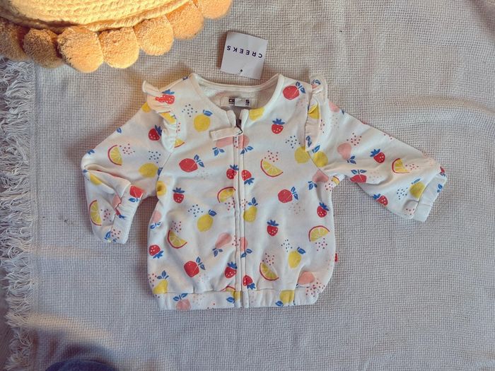 Gilet avec motifs fruits multicolores et volants creeeks neuf