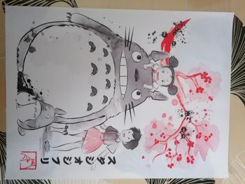 Affiche en tissu Totoro friends estampe japonaise Studio Ghibli