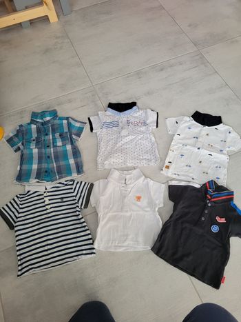 Lot 7 polos, 12 tee shirts 1 chemise garçon 18 mois