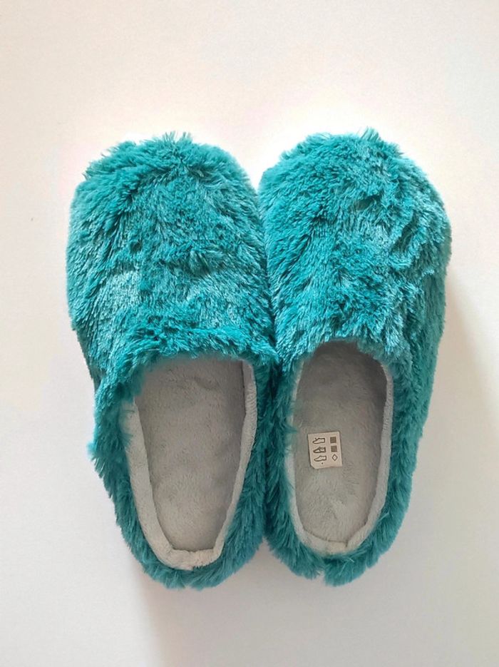 Chaussons doux pilou pilou vert émeraude blanc - 36/37