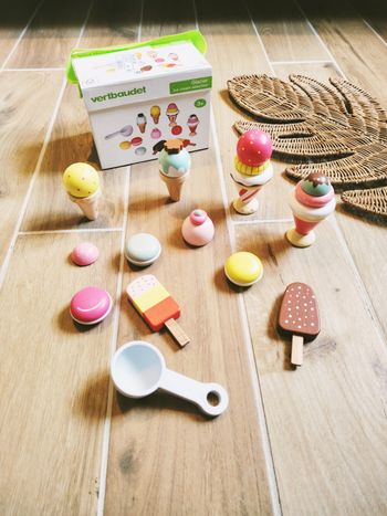 🍦Coffret Dinette esquimaux et corners avec boules de glaces en bois marque Vertbaudet