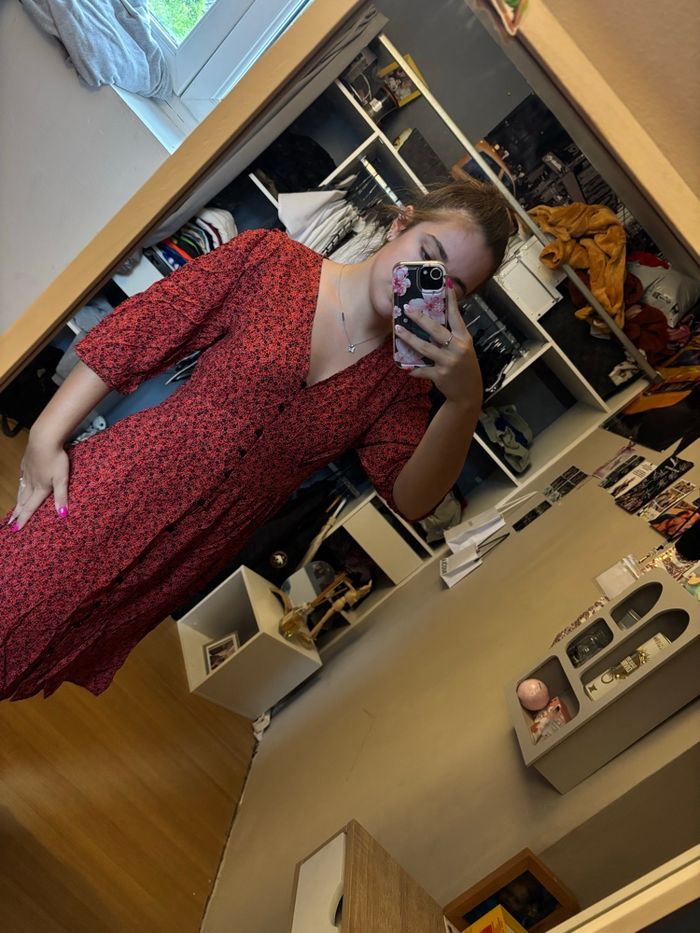 robe à fleur rouge - photo numéro 3