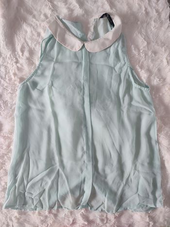 Haut transparent vert menthe col claudine Zara taille s