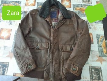 veste mi saison imitation cuir marron