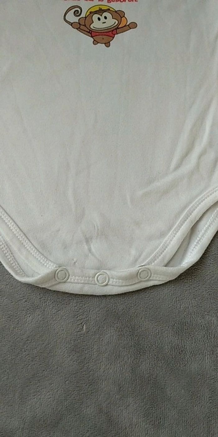 Body sans manche Garçon 6 mois 100% coton Kleertjes.com "Notre singe est né" (en néerlandais) - photo numéro 8