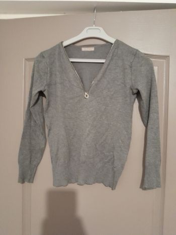 Pull gris fermeture éclair taille 38