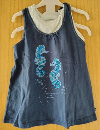 Débardeur double bleu/blanc Fille 8 ans