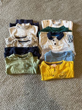 Lot 12 t-shirt manche longues  dont 2 col roulé taille 3 mois