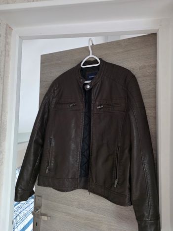 Veste en cuir homme maron