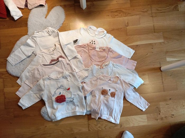 Lot de 8 t shirts manches longues 12 mois fille