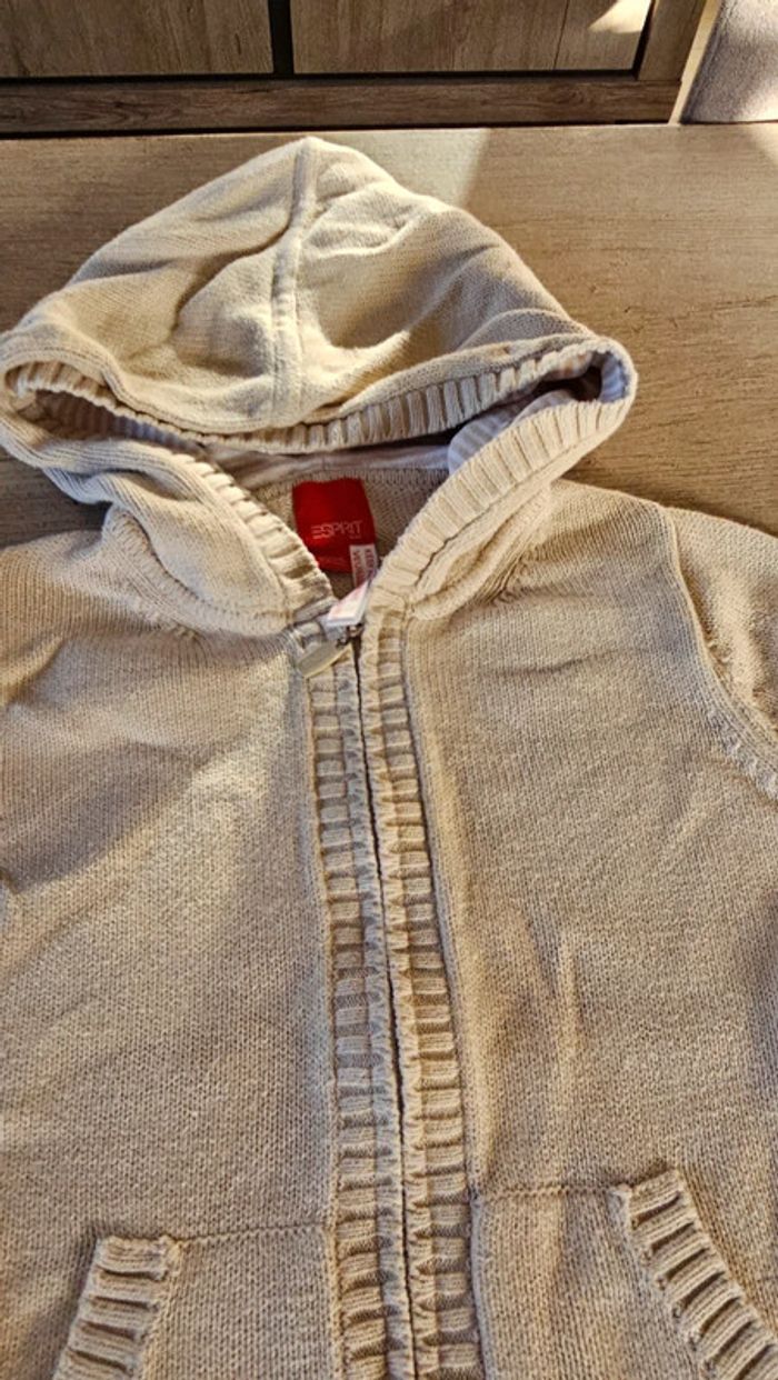 Gilet à capuche, beige à manches courtes, Esprit, 4/5 ans, nickel - photo numéro 4