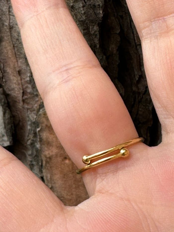 Bague réglable acier inoxydable or poisson vertical travaillé - photo numéro 5