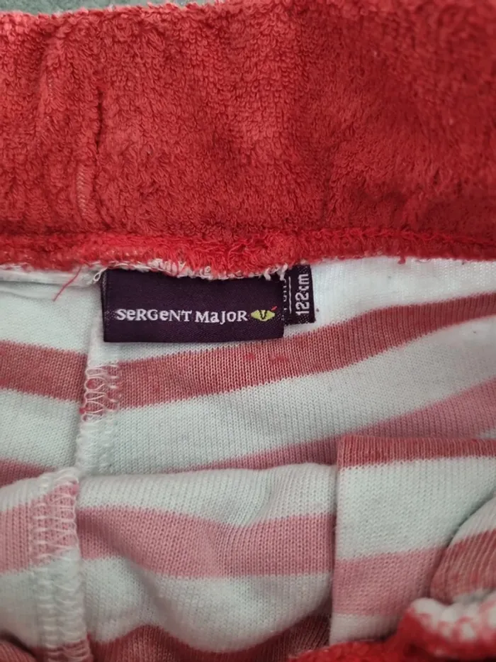 Short éponge à poches enfant - Taille 7 ans (122cm) - Sergent Major - Rouge et blanc - photo numéro 2